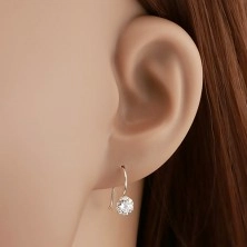 Earrings with clear cut zircon, 925 silver, hooks