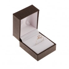 Gift box for ring, pendant or earrings, dark brown colour, stripes