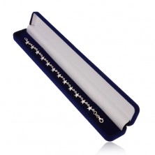 Elongated gift box - narrow, velvet surface in dark blue colour