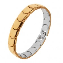 Steel bracelet, shiny mirror-like surface, Y - links, gold colour