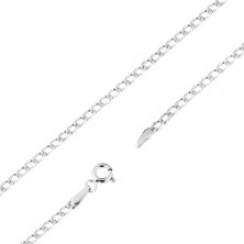 Rhodium-plated gold chain 585 - flat oval links, tiny notches, 490 mm