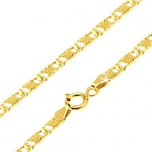 Gold chain 585 - flat oblong grooved links, grid, 500 mm