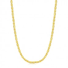Gold chain 585 - flat oblong grooved links, grid, 500 mm