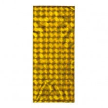 Shiny cellophane bag for gift, gold hue, glossy squares