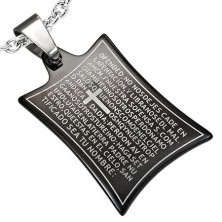 Stainless steel pendant - prayer and cross
