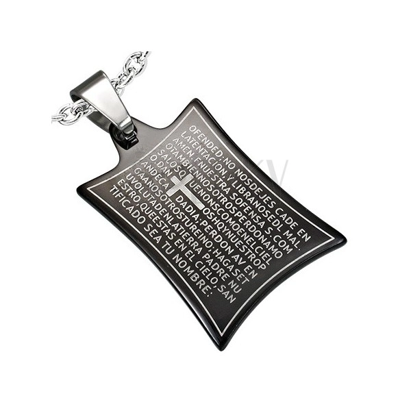 Stainless steel pendant - prayer and cross