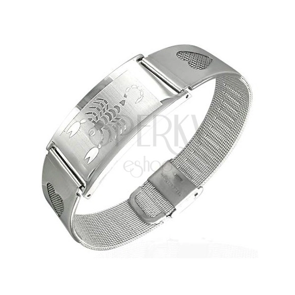 Surgical steel bracelet with scorpion and hearts