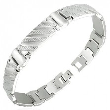 Steel bracelet in watch style - diagonal stripes