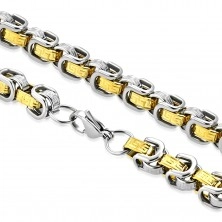 Set made of surgical steel - necklace with bracelet, bicoloured links, Greek key