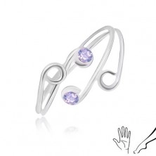 Ring made of 925 silver for hand and leg, thin shoulders with violet zircons