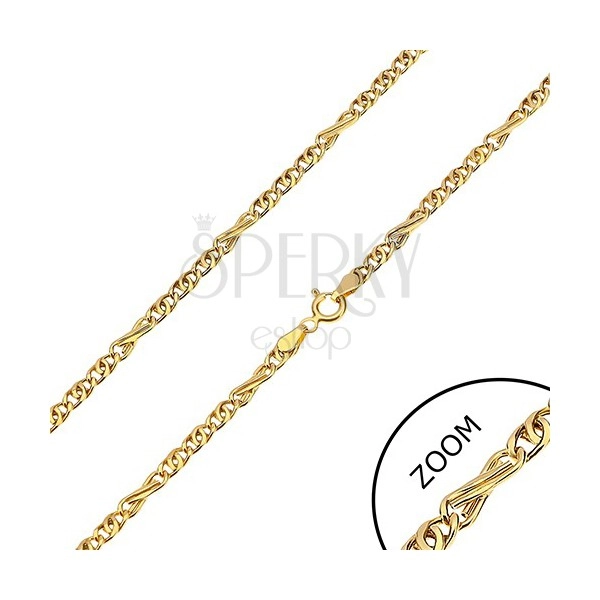 Chain made of yellow 585 gold - eight-shaped and oval links, 450 mm