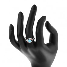 Ring made of 925 silver - zircon hoop, aquamarine blue centre