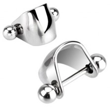 Tragus piercing made of 316L steel - barbell with balls and smoot arc