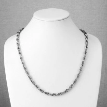Chain made of 316L steel, dual matt and shiny oval links, tiny notches