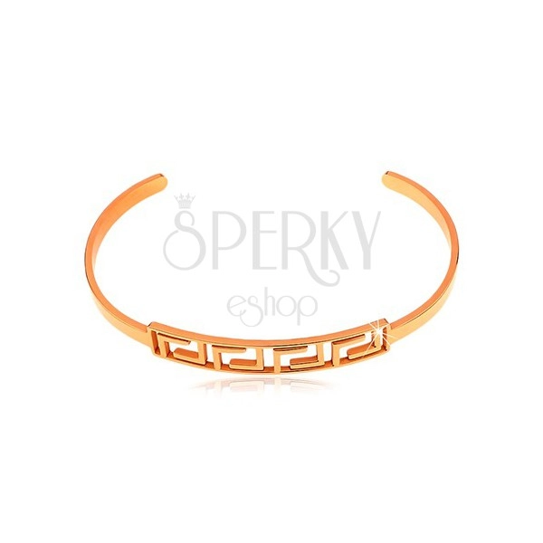 Bracelet made of surgical steel with Greek key motif, copper colour