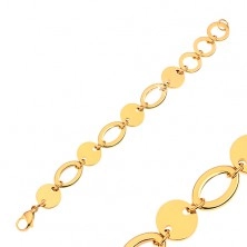 Bracelet made of 316L steel, round and oval links, gold hue