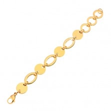 Bracelet made of 316L steel, round and oval links, gold hue
