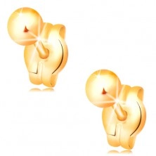 Earrings made of yellow 14K gold - shiny smooth balls, 3 mm