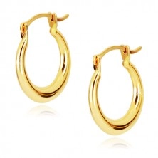 585 gold earrings - small shiny circle, rounded shiny surface