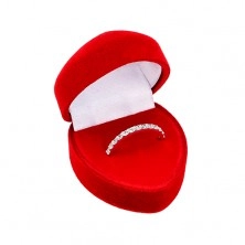 Heart box for ring or earrings - red velvet surface