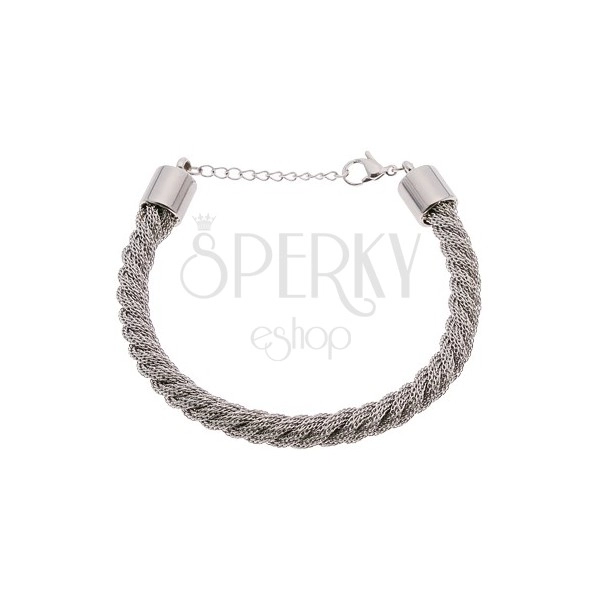 Bracelet made of 316L steel, pattern of twisted rope, silver hue