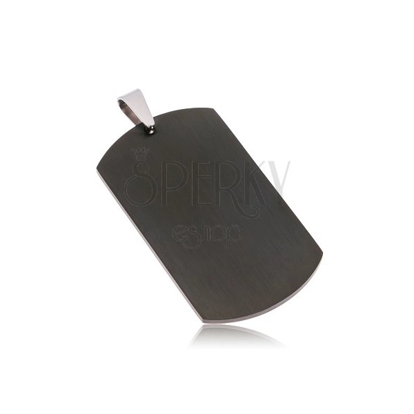 Surgical steel pendant - matt black tag without pattern