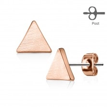 Stud earrings made of 316L steel, flat triangle, matt smooth surface