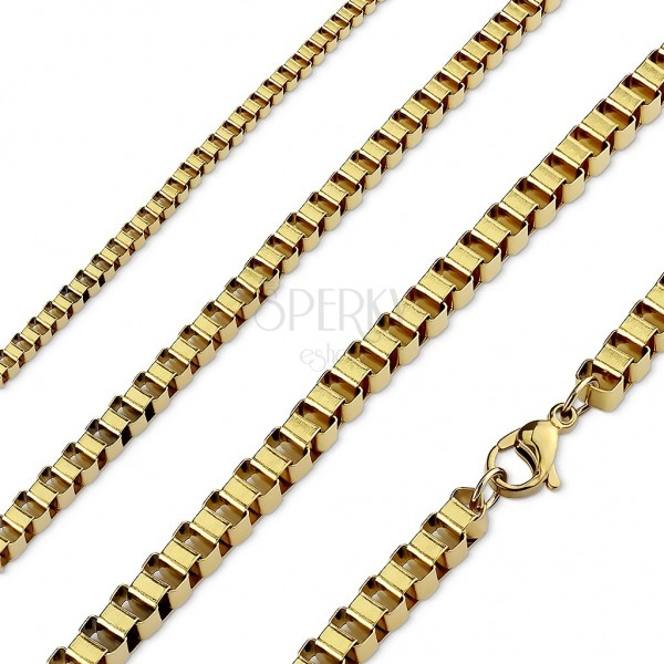 Surgical steel chain in gold colour, shiny angular links