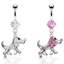 Belly button ring with dangle poodle