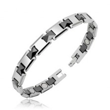 Magnetic tungsten bracelet with black joints, high gloss