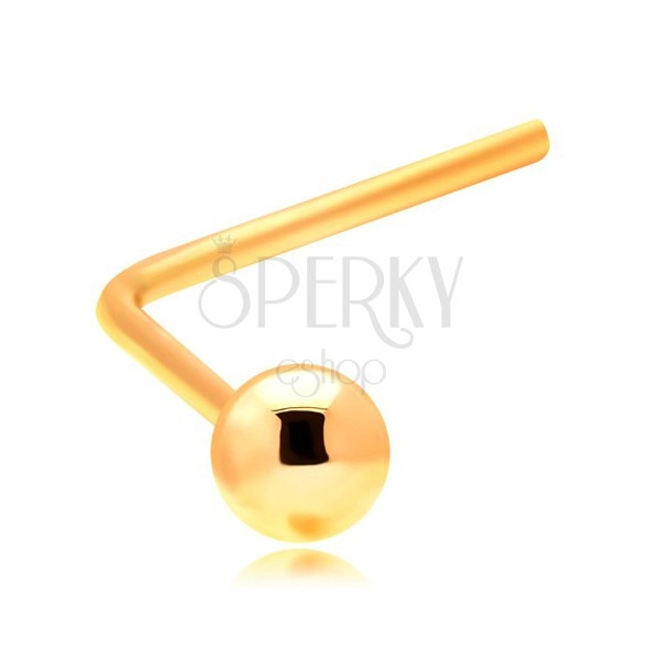 585 gold bent nose piercing - small shiny ball