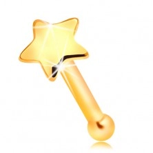 585 gold nose piercing - small shiny star, straight shape