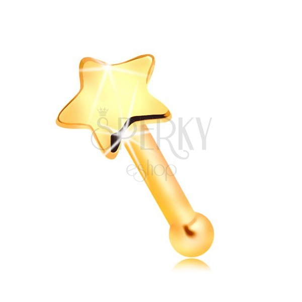 585 gold nose piercing - small shiny star, straight shape