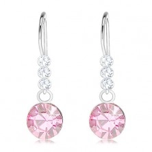 925 silver earrings, Swarovski crystals in clear and light pink colour