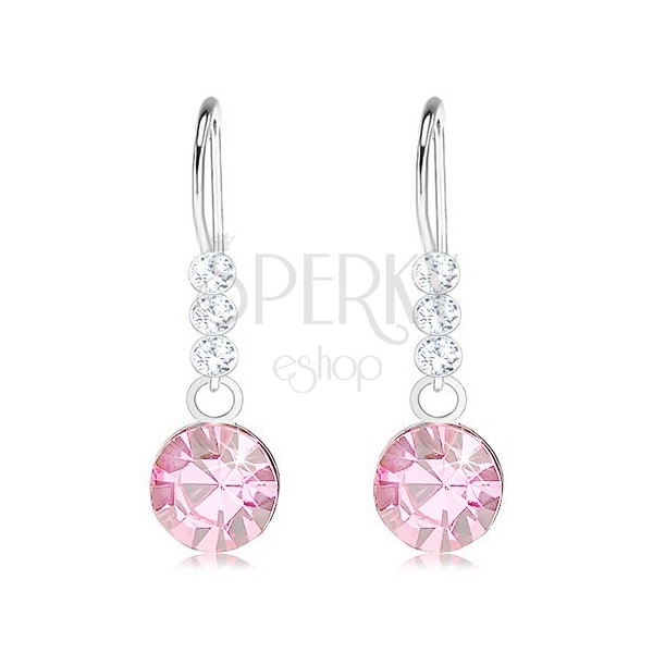 925 silver earrings, Swarovski crystals in clear and light pink colour