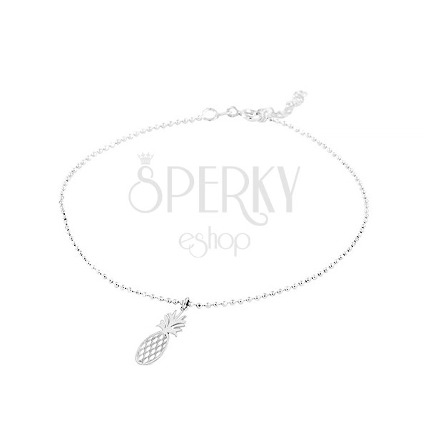 925 silver ball-chain anklet, pendant - pineapple