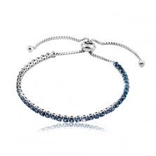 Stainless steel bracelet, dark-blue circular zircon line