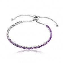 Stainless steel bracelet, purple circular zircons