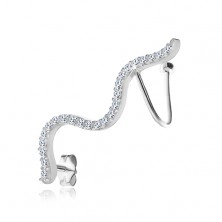 925 silver earrings - clear zircon snake, studs and hooks