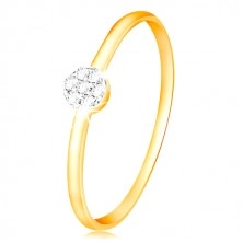 Ring of 585 gold - small sparkling flower made of clear zircons, thin shoulders
