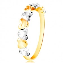 Ring in combined 585 gold - two-coloured hearts, clear zircons