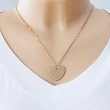 316L steel necklace in copper colour, big matte heart, thin chain