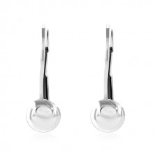 925 silver earrings, shiny and smooth half-ball, 6 mm