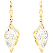 Earrings in combined 585 gold - two-coloured angel wing with ornaments