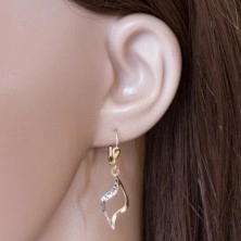 14K gold earrings - curved grain contour, two-colour finish