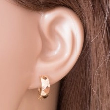Yellow 14K gold earrings - shiny surface with refined facettes