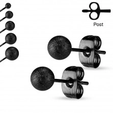 Stud earrings, steel 316L, balls with shiny sandblasted surface, 3 mm