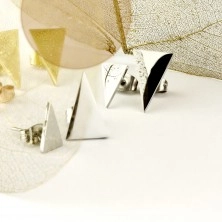 Stainless steel earrings, big shiny triangle