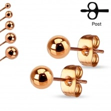 Steel earrings, balls with a shiny smooth surface, 7 mm