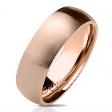 Wedding ring of stainless steel in copper hue, matte round surface, 6 mm